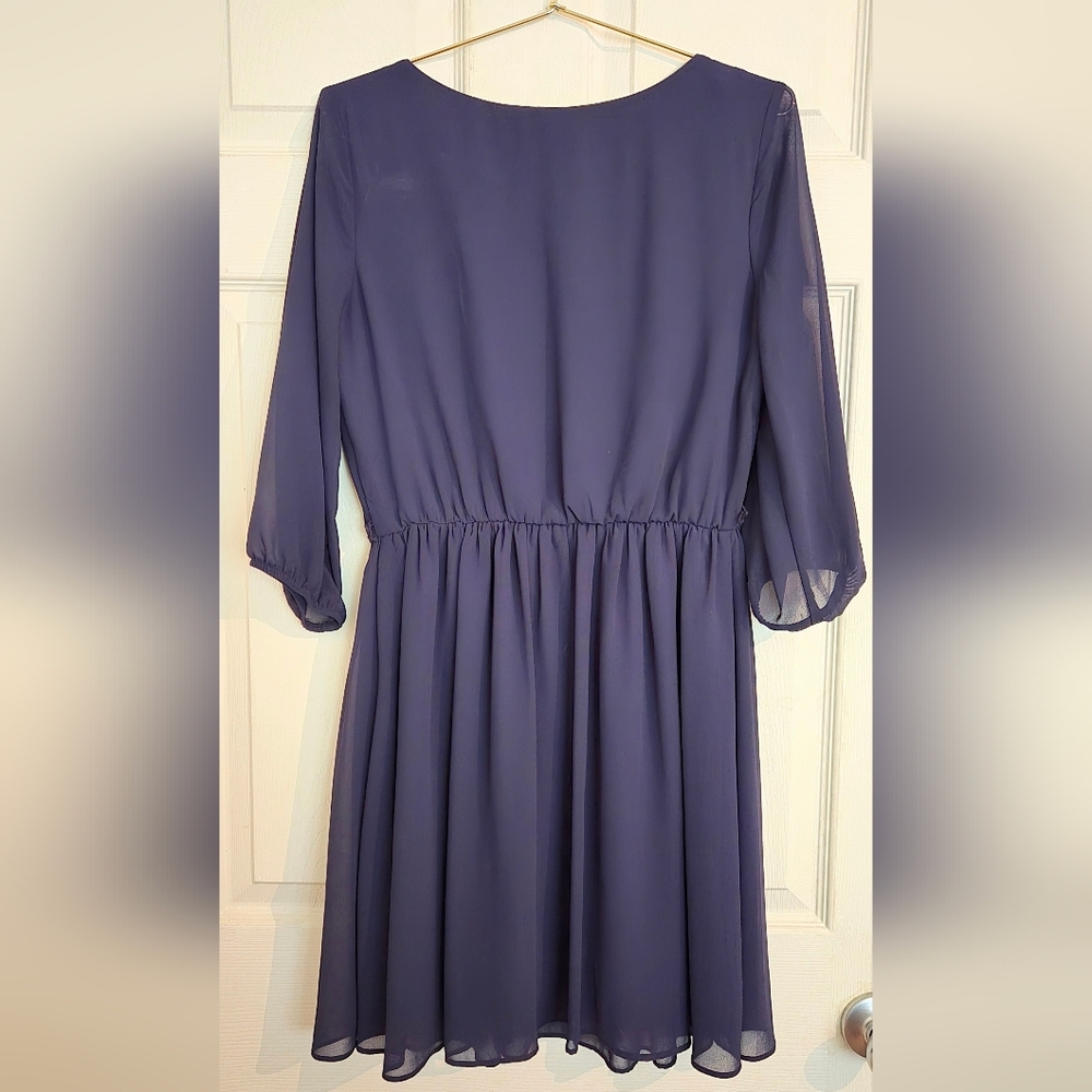 Iz Byer Kohls Navy Blue Scoop Neck Shift Flowy Dress Mini - Picture 7 of 7